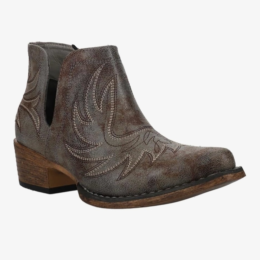 Roper Ankle Boots with Embroidered Design